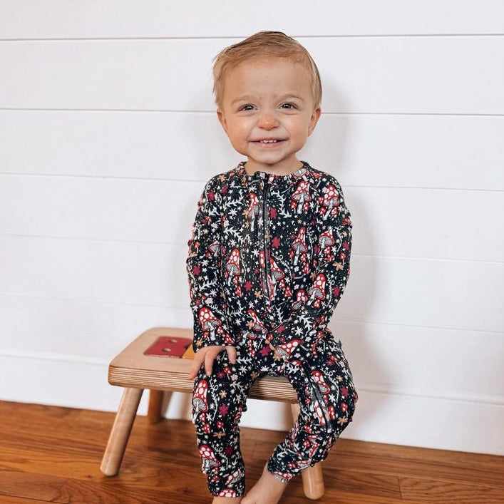 Midnight Mushies Convertible zip romper