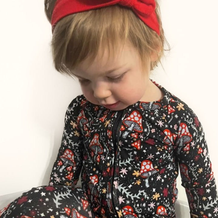 Midnight Mushies Convertible zip romper