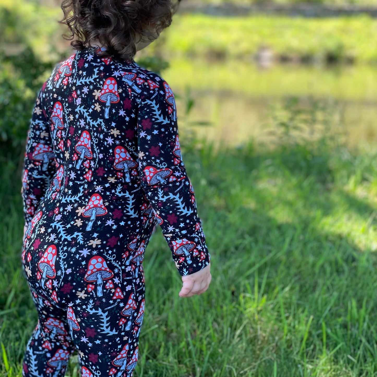 Midnight Mushies Convertible zip romper