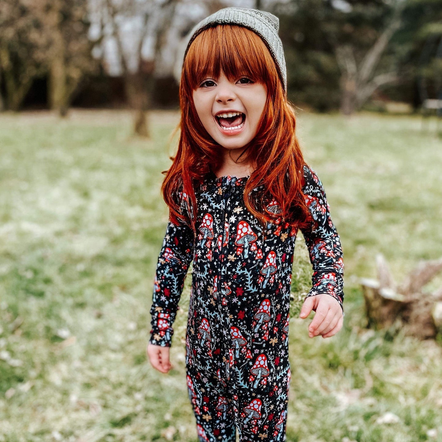 Midnight Mushies Convertible zip romper